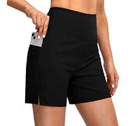RPAEOY Women's Swim Shorts High Waisted Quick Dry Swimming Board Shorts with Pockets Liner Boyleg Swimming Shorts Swimsuit Swim Bottoms Bathing Suit Swimwear Beachwear (Black,M)