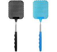 Rpanle Fly Swatter, 2 Pack Extendable Fly Swatter, Strong Manual Fly Swats (Blue + Black)