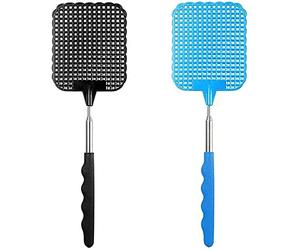 Rpanle Fly Swatter, 2 Pack Extendable Fly Swatter, Strong Manual Fly Swats (Blue + Black)