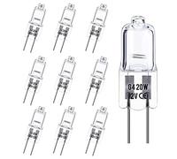 Rpanle G4 Halogen Light Bulbs 20W 12V, 10 Pack Clear Capsule 2 Pin Lamp Bulb Halogen Pin Base Warm White Dimmable [Energy Class G]