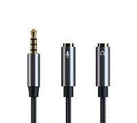 Rpanle Headphone Splitter, 3.5mm Male to Audio Microphone Y Splitter Cable, 2 Dual 3.5mm Female Audio for Phone, Laptop, Gaming Headset, External Microphone and MP3 players