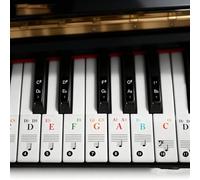 RPET Cover Piano Key Stickers for Beginners-88/61/54/49 Keys Removable Note Labels with Letters & Numbers (Black & Colorful Keys) -Reusable Keyboard Stickers for Kids & Adults Learning Piano at Home