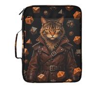 RPG Cat Dice Adventurer Print Filing Wallet pouching Waterproof 3 Ringing 1.5 inch School Zipper Binder with Zipper Closure for Office Supply