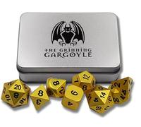 RPG Dice Set with Case - Gold Easy Read DnD Metal Die x8 - Metallic DnD Dice Set Includes 2x D20 - Dungeons and Dragons Accessory - Antique D N D Role-Playing Gift (Gold)