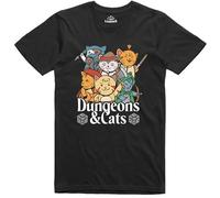 RPG Funny Mens T Shirt Dungeons and Cats Role Playing Regular Fit Tee (Black-3XL)
