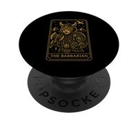 RPG Gamer Barbarian D20 Dice Nerdy Geek Cat Men Women Kids PopSockets Adhesive PopGrip