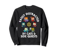 RPG Gamer Cats Side Quest Funny Nerd ADHD Cat Men Women Kids Sweatshirt