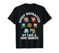 RPG Gamer Cats Side Quest Funny Nerd ADHD Cat Men Women Kids T-Shirt