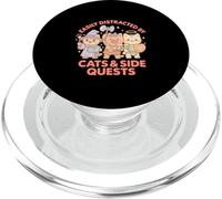 RPG Gamer Nerdy Cats Side Quest Distracted Tabletop Kawaii PopSockets PopGrip for MagSafe