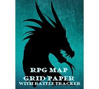 RPG Map Grid Paper With Battle Tracker: Large Blank 1" Square Graph Paper RPG Journal with Stat Tracker Pages. Great Gift For Beginners or Advanced Players. Green Dragon Cover.