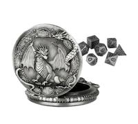 RPG Metal Dice - 6.5x4.5cm Zinc Alloy 7-Piece Dice Set, Portable Pocket Watch Case, Durable Accessory | Board Game Dic For Role-Playing, Party Game Night, Travel, Home, Holiday Fun Collectors