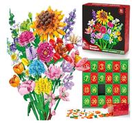 RPixc 2025 Advent Calendar for Kids Adults Teens Christmas Countdown Calendar with Bouquet of Flowers, Artificial Wildflower Bricks, Gift Set (B)
