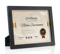 RPJC Document Frame Certificate Frames Made of Solid Wood High Definition Glass and Display Diplomas 8.5x11 Inch Standard Paper Frame with Stand Black