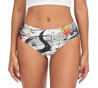 RPLIFE a Splattered Music Note Womens Brief Underwear, Womens Comfort Briefs, Women Stretch Underwear, Soft Underwear, A Splattered Music Note, M