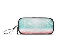 RPLIFE Abstract Teal Green Glitter Coral Pink Pencil Cases, Divided Pencil Case, Cute Pencil Pouches