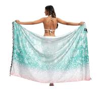 RPLIFE Abstract Teal Green Glitter Coral Pink Sarong Coverups Women Swimwear, Summer Cover Up, Pool Wrap Women, Abstract Teal Green Glitter Coral Pink, Large
