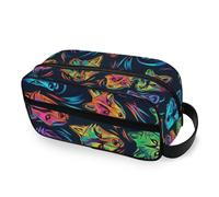 RPLIFE Abstract Wolf Neon Bathroom Makeup Bag Portable Organizer Bag Aesthetic Cosmetic Organizer for Women