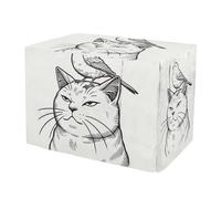 RPLIFE Angry Cat with Canary on Head Dog Crate Cover S-XL Windproof Pet Crate Cover with Roll-up Sides, Reduces Barking, Small