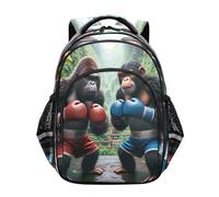 RPLIFE Apes Boxing 17 Inch Kids Backpack for School, Elementary School Backpack for Girls for Travel