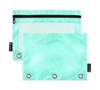 RPLIFE Aqua Green Marble Large Binder Bag with Clear Window, 2Pack Crayon Pouch Kids Kids School Supplies, 9.8″ × 7″ (One Size x 2)