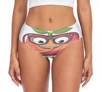 RPLIFE Artistic Flag Underwear Women Brief, Breathable Underwear Women Briefs, Women Brief Spandex Underwear, Cartoon Fruit Worm, S