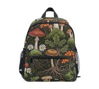 RPLIFE Autumn Mushroom Dark Toddler Girl Backpack with Name Tag, Mini Travel Bookbag, Autumn Mushroom Dark, 6-8 Years, Cute Backpacks