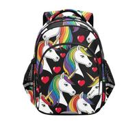 RPLIFE Backpack for Kids, Unicorns Rainbow Black Backpack Elementary School, Unicorns Rainbow Black, 17 Inch, Classic