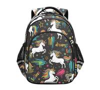 RPLIFE Backpack for Kids, Unicorns Rainbow Stars Backpack Elementary School, Unicorns Rainbow Stars, 17 Inch, Classic