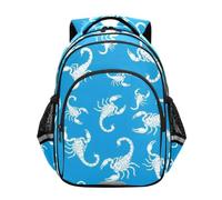 RPLIFE Backpack for Kids, White Scorpions Blue Backpack Elementary School, White Scorpions Blue, 15 inches, Classic