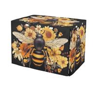 RPLIFE Bee Flowers Floral Dog Crate Cover S-XL Windproof Pet Crate Cover with Roll-up Sides, Reduces Barking, Medium