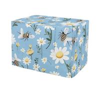 RPLIFE Bee with Daisy Flowers Pet Crate Cover with Roll-up Sides, Washable Cage Cover, Medium