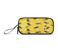 RPLIFE Bees Yellow Pencil Box, Big Capacity Pencil Case, Pencil Pouch with Compartments