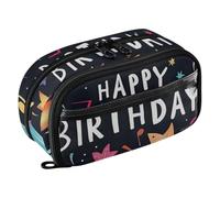 RPLIFE Birthday Element Pencil Case, Pencil Bag with Clear PVC Pocket, Pencil Case Large Capacity with Zipper