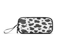 RPLIFE Black Cow Spots White Pencil and Pen Case, Zipper Pencil Case, Divided Pencil Case