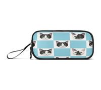 RPLIFE Black White Cat Checkerboard Marker Cases, Long Pencil Case, Pencil Pouch Girls