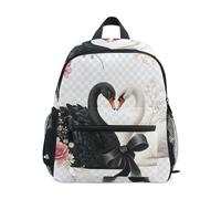 RPLIFE Black White Swans Toddler Boy Backpack with Name Tag, Little Kid's Backpacks Kindergarten Backpacks, Black White Swans, 6-8 Years, Cute Backpacks