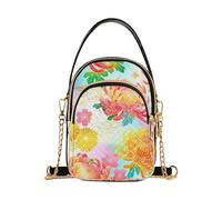 RPLIFE Bloom Petals Pastel Women's Crossbody Bags Quilted Purse with Chain Phone Purse Handbag