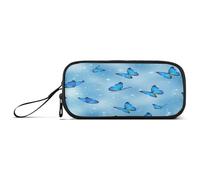 RPLIFE Blue Butterflies Wings Basic Pencil Bag, Pencil Pouch with Zipper, Boys Pencil Bag