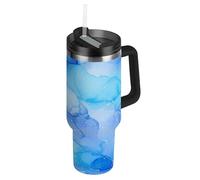 RPLIFE Blue Watercolor Gradients Tumbler with Lid and Straw 40 Oz, Insulated Stainless Steel Coffee Cup for Men Women Travel