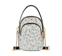 RPLIFE Botanical Wildflower Pastel Quilted Crossbody Bags Cell Phone Shoulder Bag