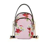 RPLIFE Bouquets Daisies Red Flowers Pink Women's Crossbody Bags Quilted Purse with Chain Phone Purse Handbag