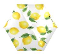 RPLIFE Bright Yellow Lemons White Umbrella for Sun, Lightweight Durable Umbrella Uv Protection for Women, Travel Umbrellas for Sun