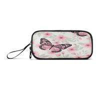 RPLIFE Butterflies Flowers Pale Leaves Case for Pencils, Elastic Pencil Pouch, Pencil Pouches Aesthetic