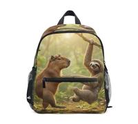 RPLIFE Capybara Sloth Jungle Toddler Backpack for Boys Girls Backpack, Capybara Sloth Jungle, M, Cool Soccer Print Backpacks