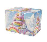 RPLIFE Cartoon Cake Donut Pet Crate Cover with Roll-up Sides, UV-Resistant Dog Cage Covers, Small