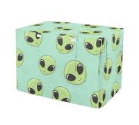 RPLIFE Cartoon Green Alien Dog Crate Covers S-XL Wind-Resistant Pet Kennel Cover with Mesh Windows, Reduces Barking, X-Large
