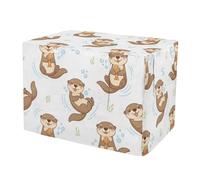 RPLIFE Cartoon Otter White Dog Crate Covers Roll-up Side Panels, Cage Cover for Indoor Pets, Large