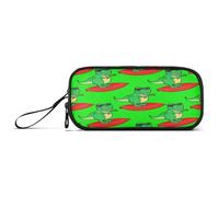 RPLIFE Cartoon Rex Surfing Red Surfboard Pen and Pencil Pouch, Pencil Case Zipper Pouch, Preppy School Supplies
