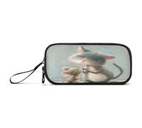RPLIFE Cat Giving Mouse Haircut Pen and Pencil Case, Pencil Zipper Bags, Big Pencil Bag