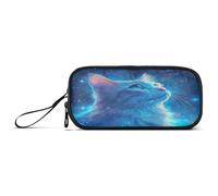 RPLIFE Cat Looking Blue Stars Pencil Box, Big Pencil Cases, Cloth Pencil Pouch, Cat Looking Blue Stars, one size, Artistic Style